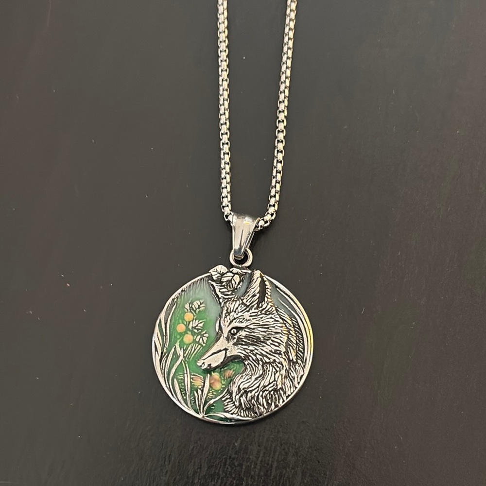 Silver Fox Pendant Necklace